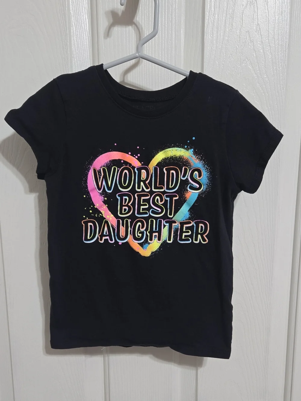 Childrens Place Black Short-Sleeve Tee with Rainbow Heart